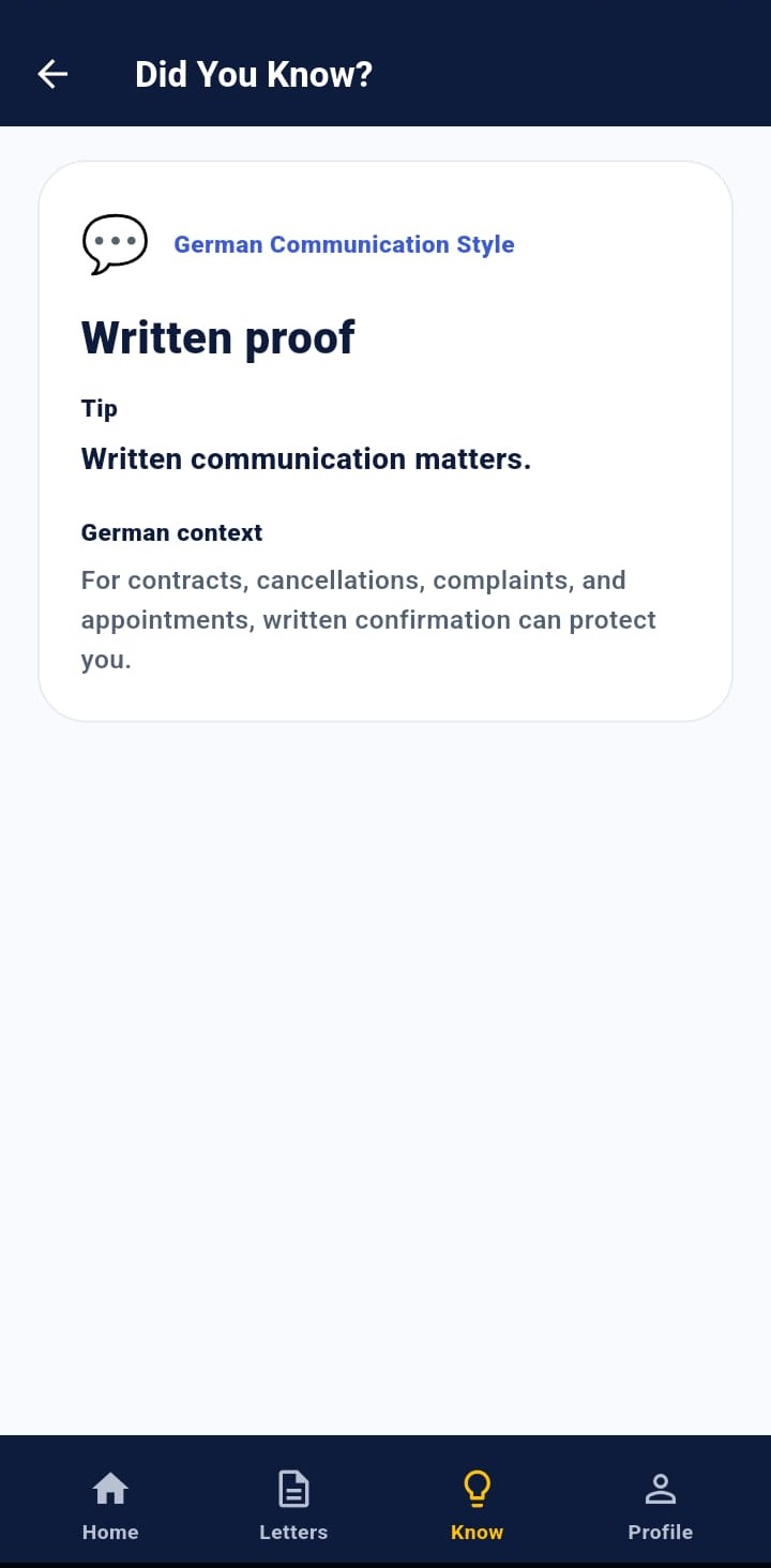 MyGermanFreund Did You Know screen