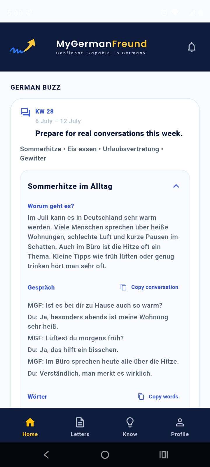 MyGermanFreund German Buzz screen